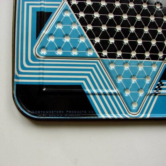 Vintage Chinese Checkers San Loo Metal 14x14 Game Board Blue Art Deco Style RARE - Picture 4 of 12